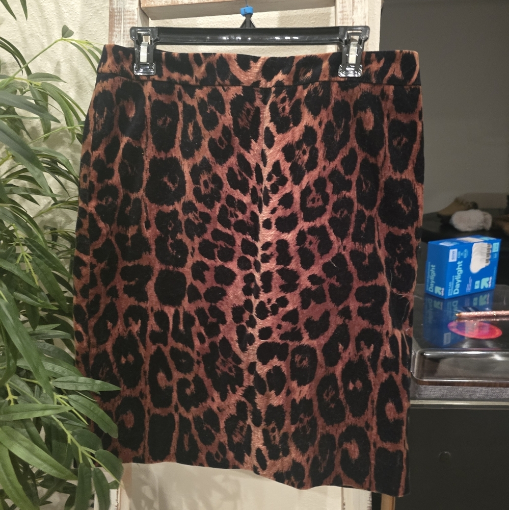 Talbots Black and Brown Animal Print Mini Skirt Size 10